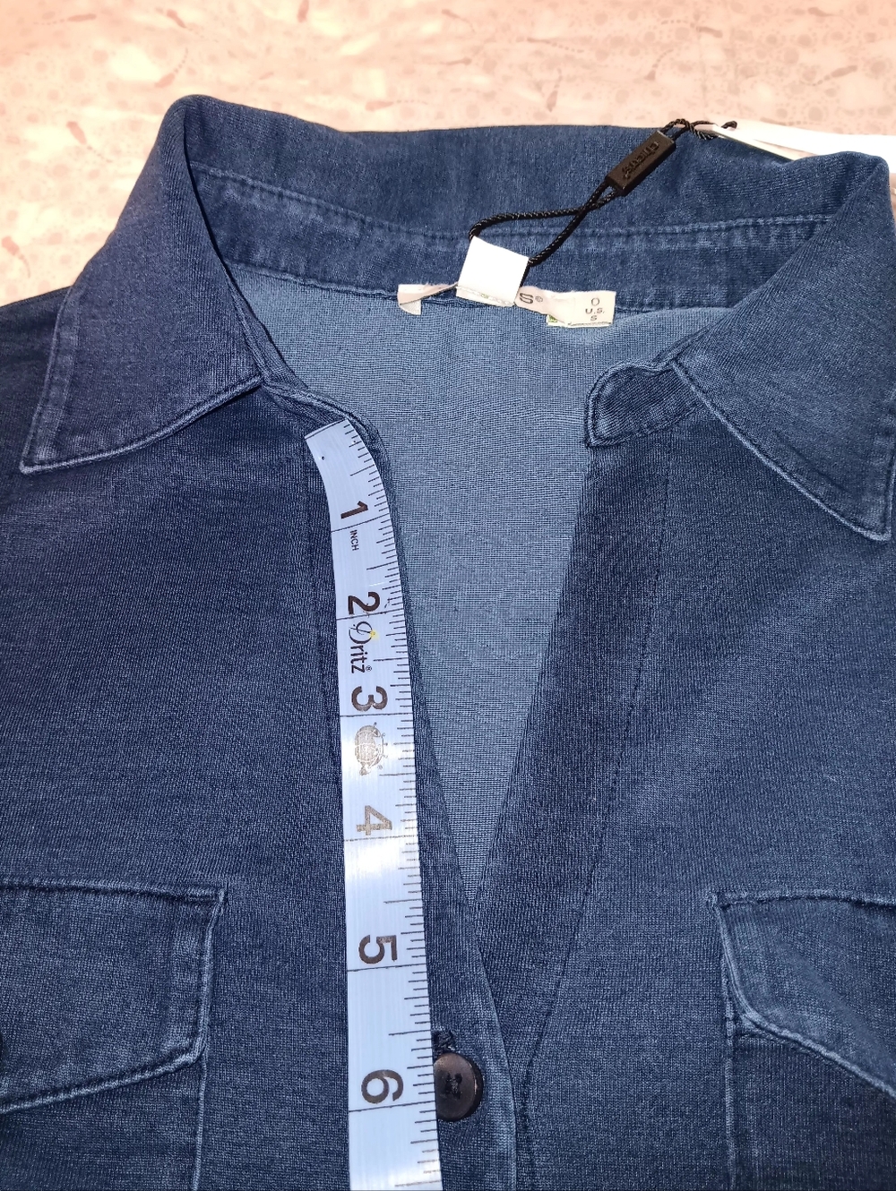 Chico's Indigo Textured Button-Front Shirt NWT - Picture 7 of 12